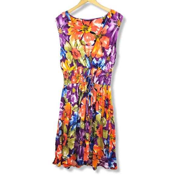 Mlle Gabrielle Dresses & Skirts - 🎈3/$15 Mlle Gabrielle Y2K Vibrant Floral Print V-Neck Midi Dress Size 1X
